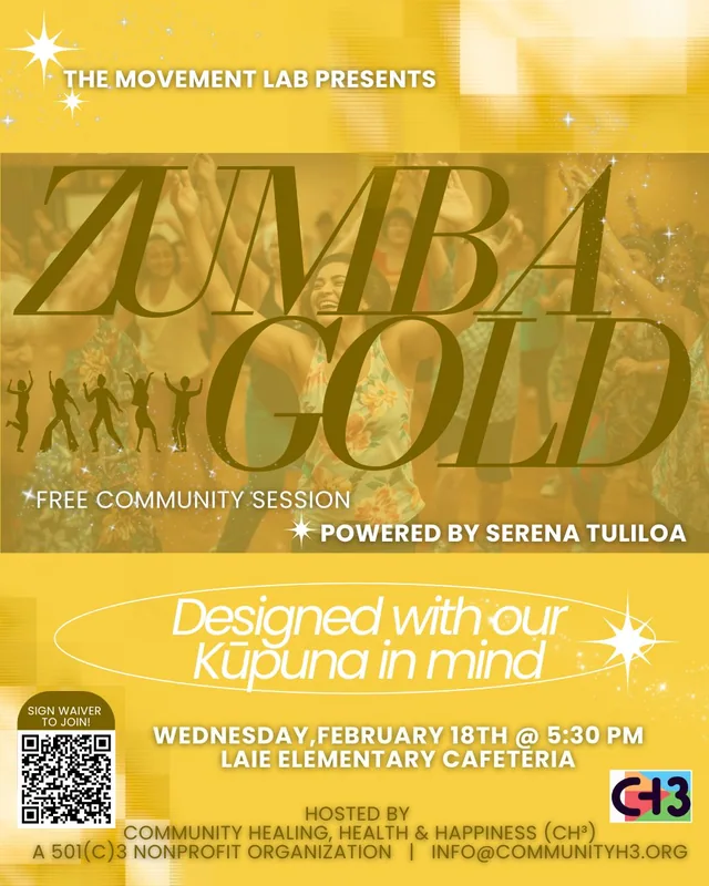 Past CH³ Zumba Gold session flyer with illustrated dancers.